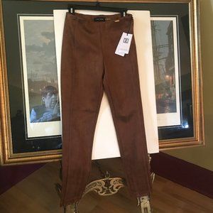 Faux Suede Ivanka Trump golden brown skinny pants